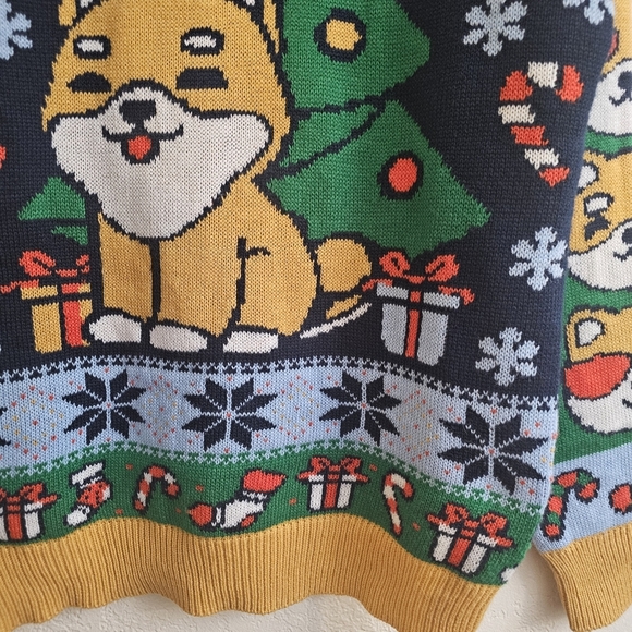 Shiba Inu Geeknet Ugly Holiday Sweater Multicolor Long Sleeve Crew Neck medium - Picture 3 of 6